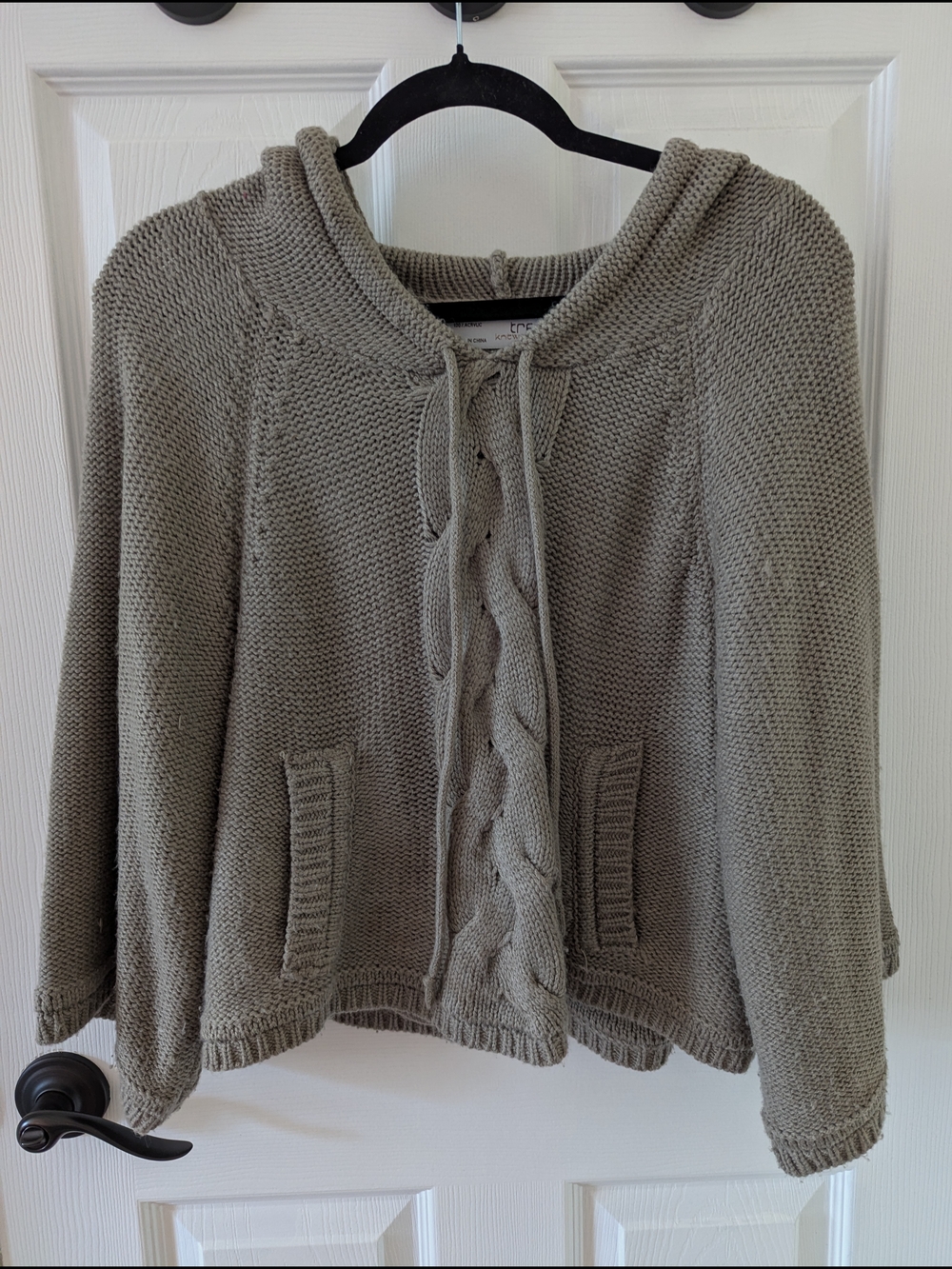 Zara Cozy Hooded Cable-Knit Sweater - Taupe